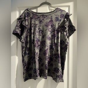 Torrid Disney Cinderella Gray and Purple Floral Women's Tee